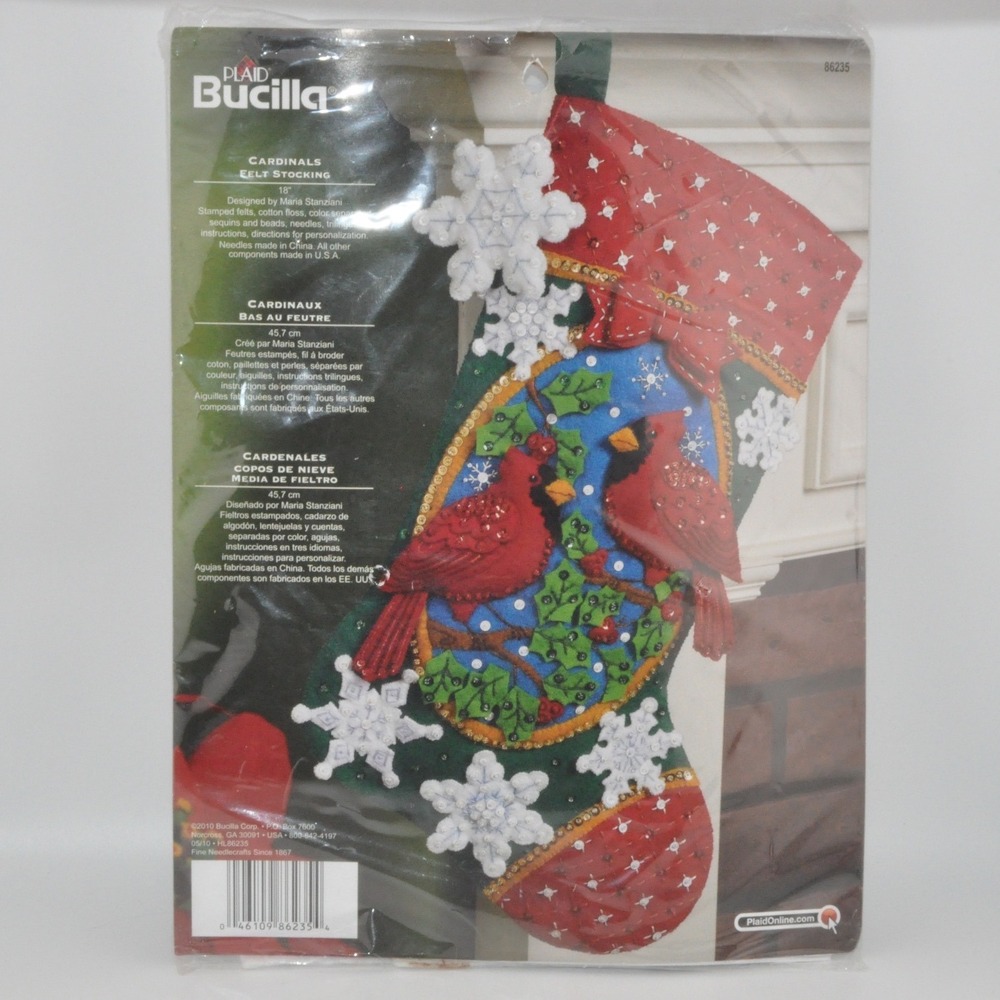 Bucilla Felt Stocking Kit 18in Multicolor New‎ Cardinals Christmas DIY 86235